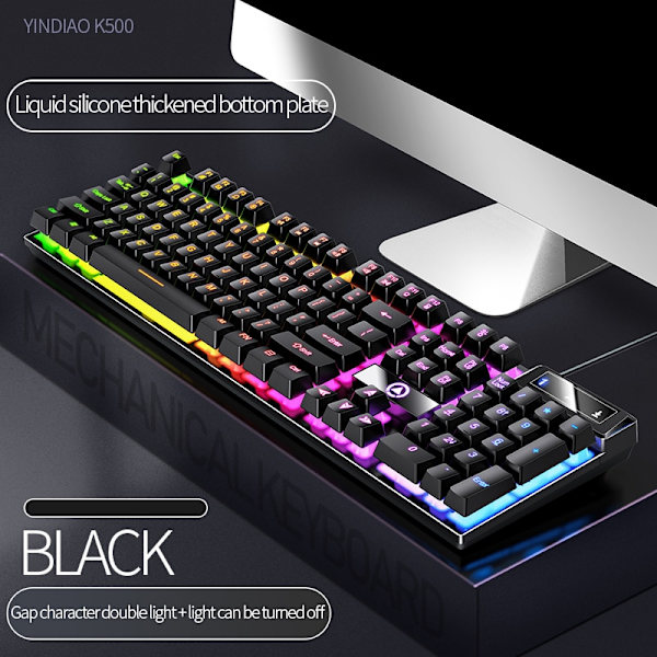 104 Tasters Gaming Mekanisk Tastatur Kablet For PC Gaming Stasjonær Datamaskin Tilbehør Fuchsia
