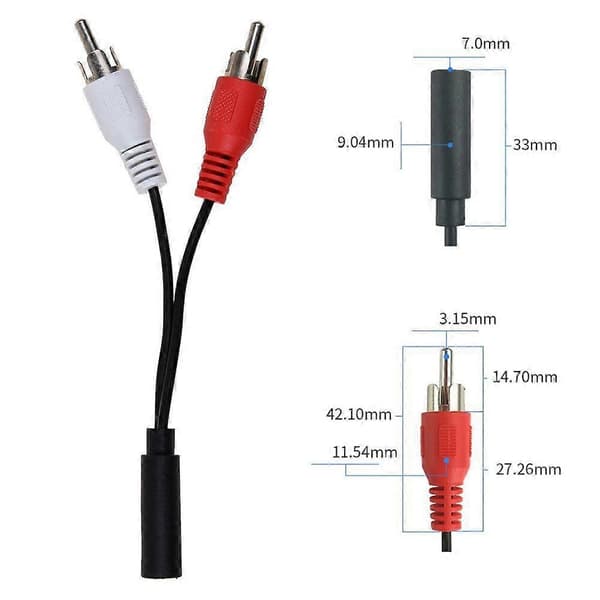 3,5 mm hun til 2 RCA han adapterkabel lydsplitter til højttalere