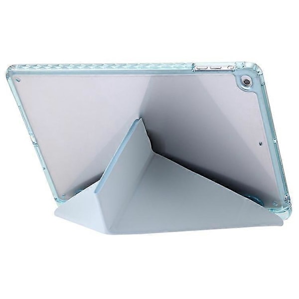Kompatibel med iPad Air (2013) / Air 2 / iPad 9,7-tommer (2017) / (2018) Lær+Klar Akryl Tablet Case Origami Tri-fold Stativ Ta LightBlue