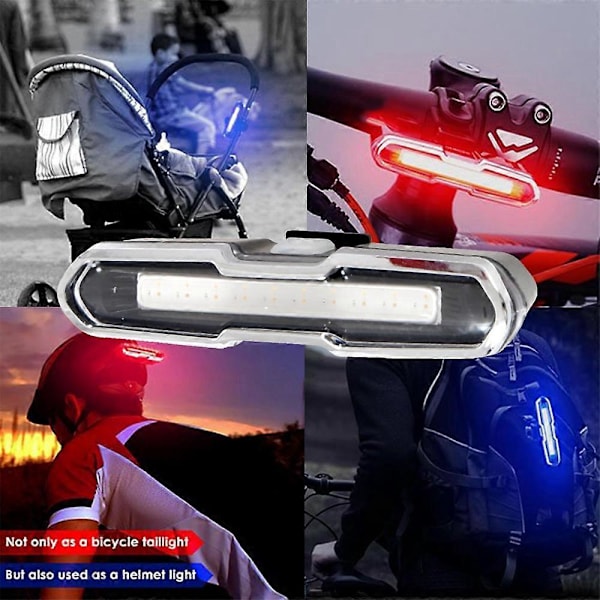 Sykkel Baklys Ultra Sterkt Sykkellys USB Oppladbart LED Sykkel Baklys 5 Lysmodus Frontlykt