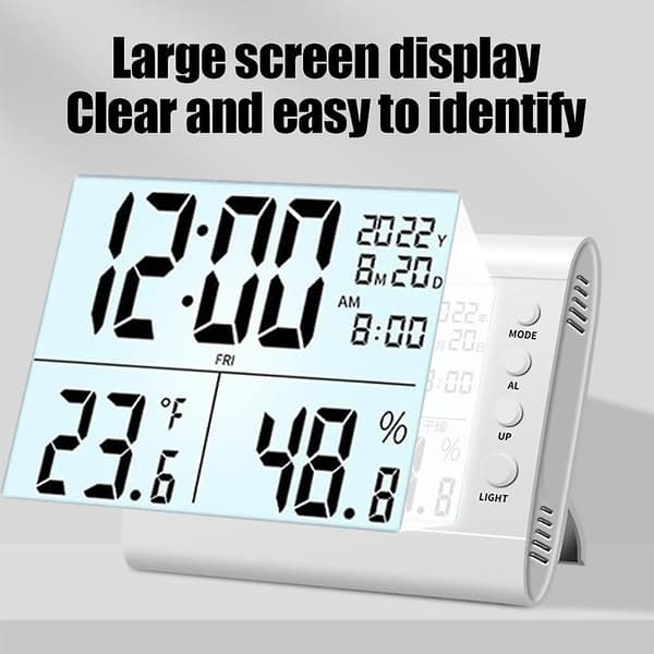 Hygrometer Termometer Digital Luftfuktighet Temperaturmätare Larmklocka white
