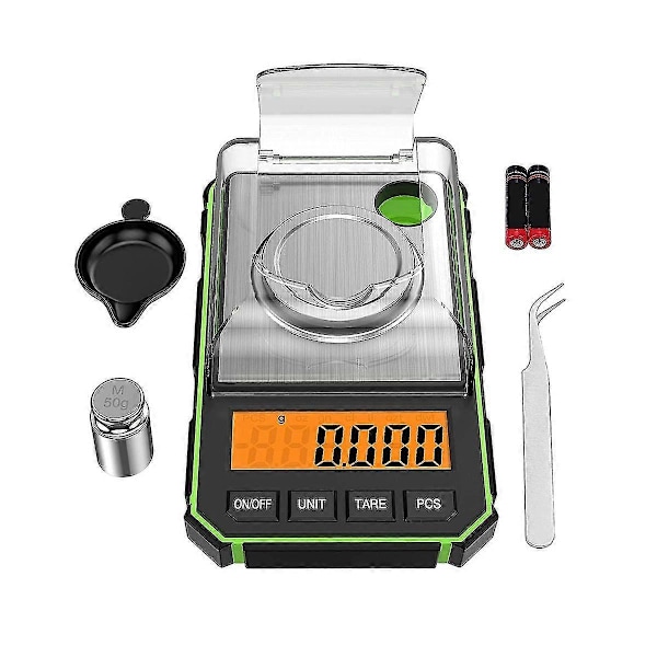 Finkalig våg 0,001g, Digital milligramvåg 50g / 0,001g, Digital fickvåg med LCD-display, Lab-Yvan