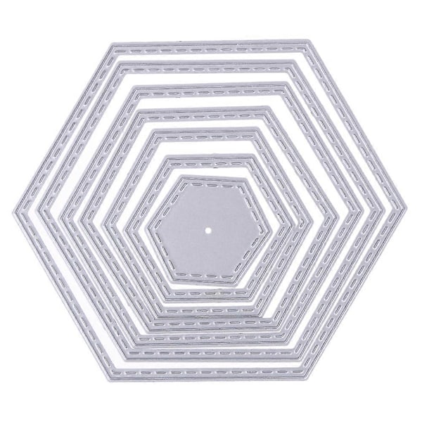 7 st/set Hexagon Spiral Skärmallar Stansar DIY Scrapbooking Dekorativa Papperskort Mall Klipp