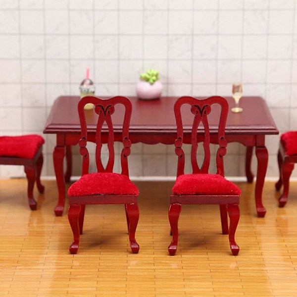 1:12 Bord Stolar Miniatyr Matsalsset Möbler Matrumstillbehör Trä Mini Vardagsrumsmöbler