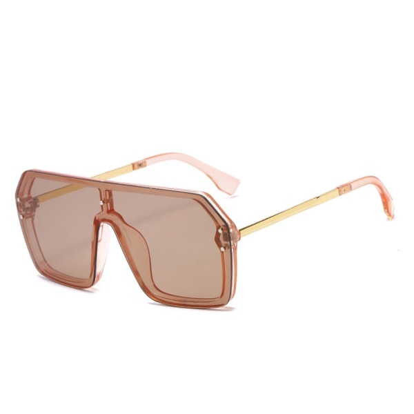 Rosa spegelsolglasögon för damer, färgglada överdimensionerade metallglasögon med UV404-skydd Champagne Style5