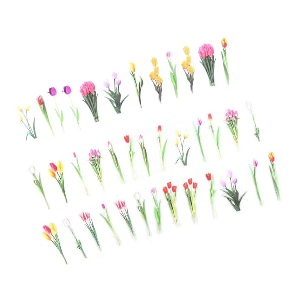6-pack Blomsterdekaler Set DIY Handgjorda PET Transparenta Blomsterblad Dekaler för Scrapbooking Fotoalbum