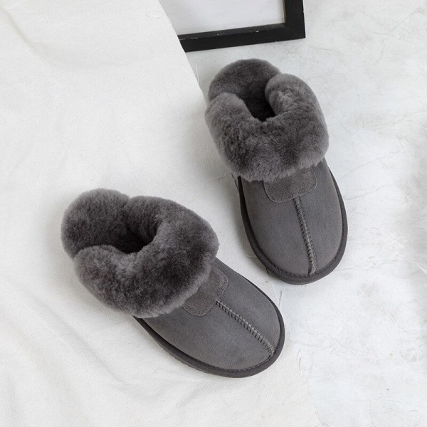 Luonnolliset lampaantaljatossut naisille, talvitossut naisille, lämpimät sisätossut, pehmeät kotitossut Khaki 39