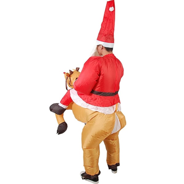 Voksen julenisse oppblåsbart kostyme Cosplay Jul Dyr Anime Fancy Dress Riding På Reinsdyr Luft Blow Up Karneval Kostymer Santa Claus