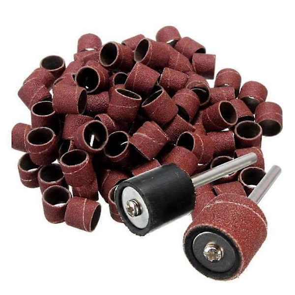 100 stycken 1/2 tum polerad sandpappersring Polering Sliptejp i kiselkarbid + 2 stycken x