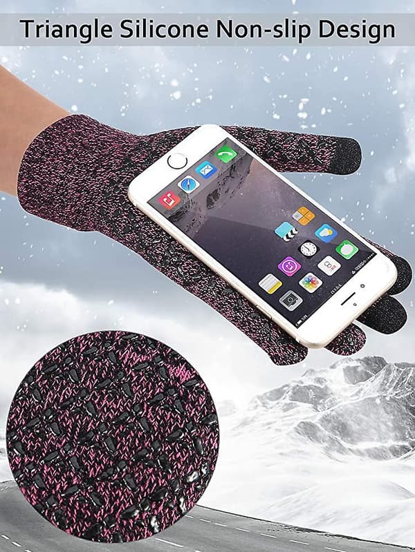 4 Par Vinter Strik Touchscreen Handsker Varme Teksthandsker Elastiske Skridsikre