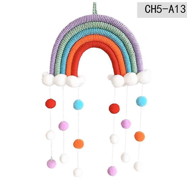 Makramé Regnbåge Väggdekoration Garland Färgglad Boll För Barn Style7