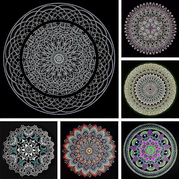 8 stk. sorte runde papmandalapapirer DIY-pap til kunstnere, malere, kunstforsyninger NHM