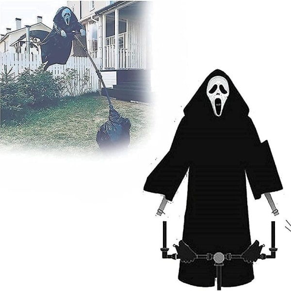 Puutarha Ghostface Scarecrow Ulkona roikkuu Pelottava Scream Kummitus Lintujen karkottaja Luova Scarecrow koristeet Halloween-sisustus 3pcs black