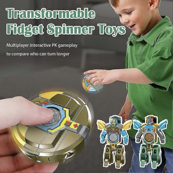 Transformerbare Fidget Spinners Leker Robot Spinners for Stresslindring Silvery