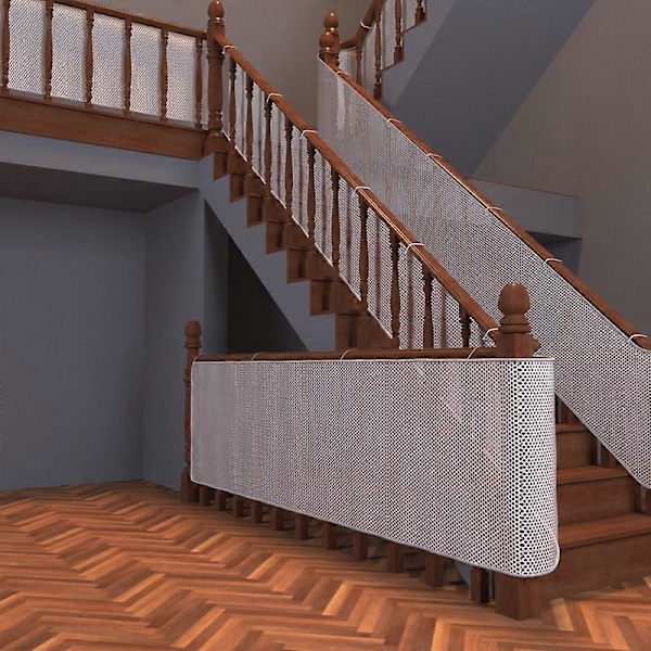 Beskyttelsesnett for barn Trappebeskyttelsesnett Sikkerhetsnett Balkongbeskyttelsesnett Hvit 3m*78cm