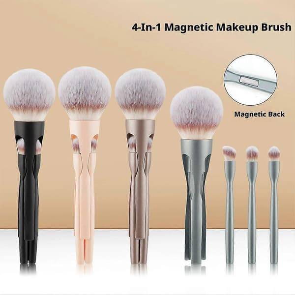 4-i-1 Magnetisk Sminkborste - Multifunktionell Resevänlig för Puder Ögon Rose gold