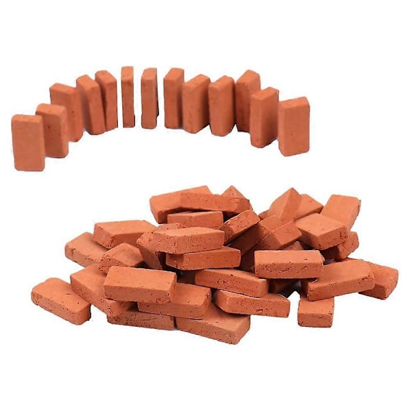 150 kpl Mini Tiiliä 1/16 Pienoiskoossa Simulaatio Punainen Tiili DIY Keijupuutarhakoriste Lelulle