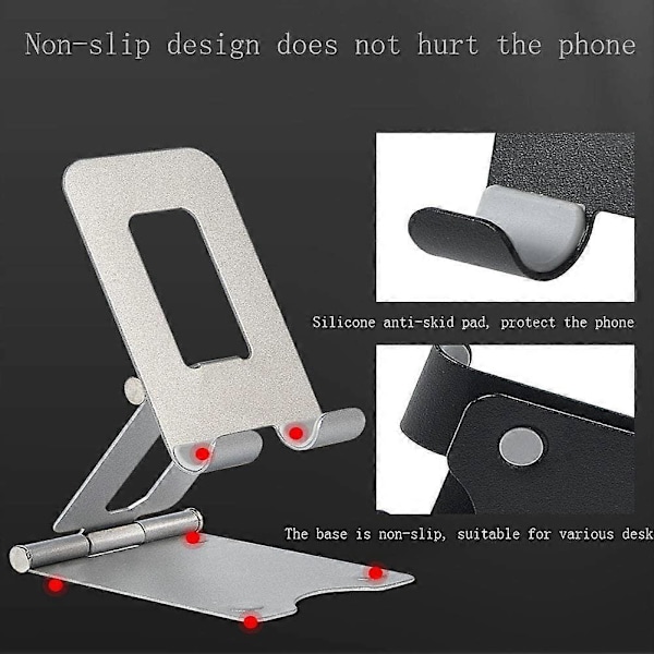 Urheilullinen puhelinteline, pöytämallinen mobiiliteline ja tablettiteline säädettävällä kulmalla 135x90x55mm (Punainen)