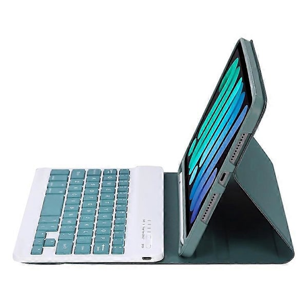C06B Yhteensopiva iPad mini 6 (2021) Naarmuuntumaton Suojakotelo Bluetooth-näppäimistöllä Iskunkestävä Jalusta Nahkakansi Pe:llä DarkGreen