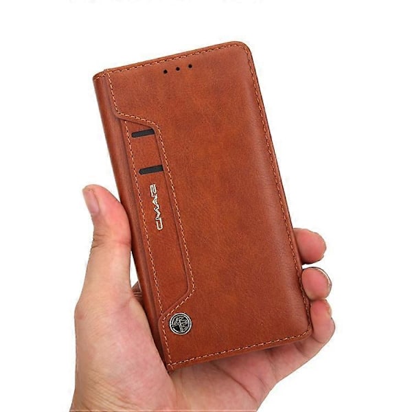 CMAI2 PU-nahkainen korttipaikallinen lompakkopuhelinkotelo yhteensopiva iPhone 12/12 Pro:lle Brown