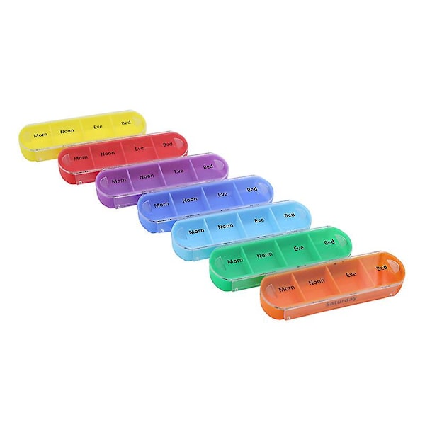 Veckopillerorganisatör, 1 Dispenser 13.*11.7*4.5cm, 7 Fack Stapelbar Fyra Gånger Om Dagen - Morgon, Middag, Kväll Och Läggdags, Svart