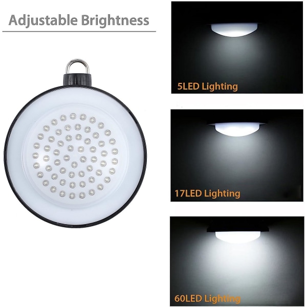 Led Camping Lanterne Lys 60 Led Justerbar Hvid Genopladelig Hængelampe Lumen Lampe Til Camping Have Læsning Gør-det-selv - Med Batterier