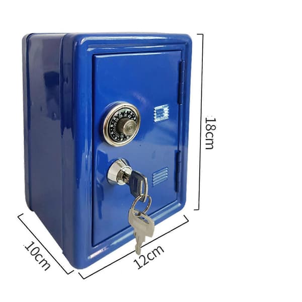 Sparegris Multifunksjonell Slitesterk Metall Mini Safe Sparegris for Husholdning - Blå