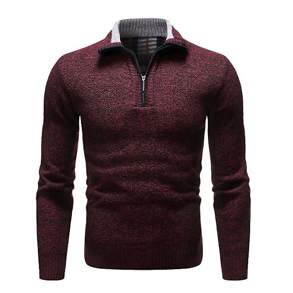 Klær For Menn Vinter Casual Gensere Menn Høst Halvhøy Krage Glidelåser Varm Fleece Pullovere Herre Tykk Varm Strikket Genser Khaki M