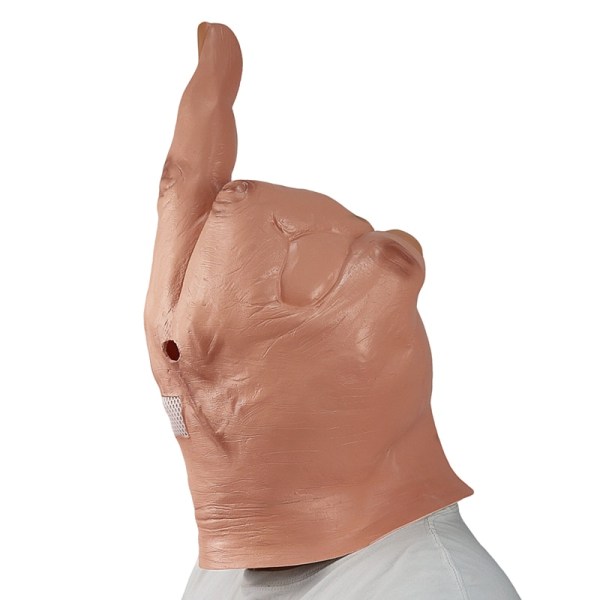 Luova persoonallisuus halveksii pystysuoraa keskisormea ​​lateksinaamio Halloween kammottavat sormet naamio Cosplay huijaus päähineiden rekvisiitta mask