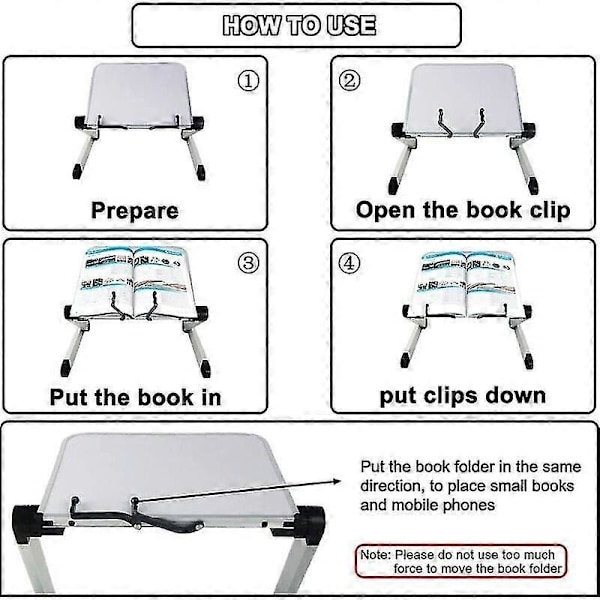 Justerbar Bogholder, Justerbar Højde og Vinkel, Ergonomisk Bogholder med Papirclips til Store Skolebøger, Musikbøger, Tablet, Madopskrifter