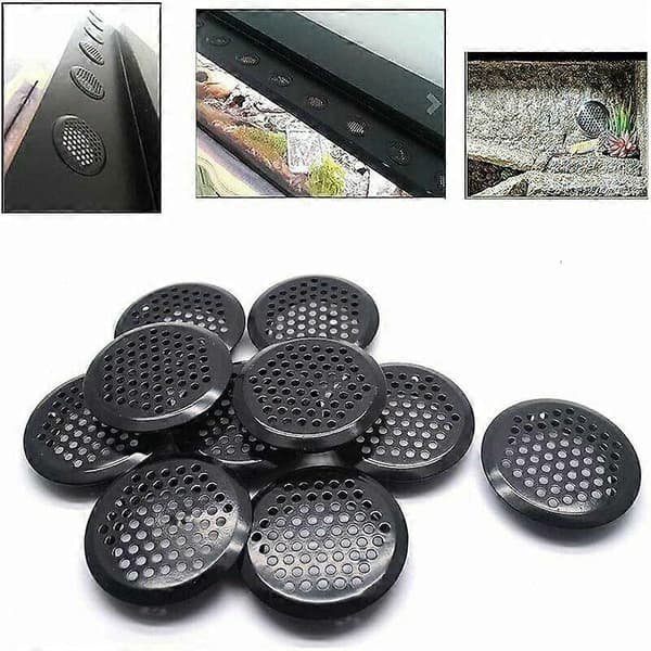 20 stk. Rund Ventilationsrist i Rustfrit Stål til RV/Badeværelse/Køkken. Sort 53mm