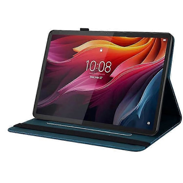 Kompatibelt Fodral för Lenovo Tab K11 Plus Fjäril Blomma Tryck PU Läder Tablet Skydd med Kortfack Blue
