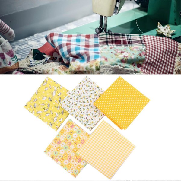 2 Set Bomullstyg Enfärgad Vävd Trycktyg DIY Sömnad Quiltning PatchWork 5 Färger 50x50cm (Gul)