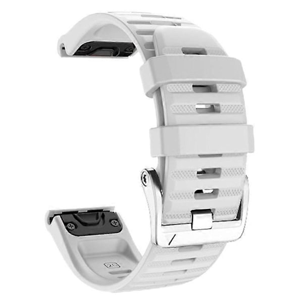 Kompatibel med Garmin Tactix 7 Pro / Fenix 7X / Fenix 6X Pro 26mm Klockarmband Silikonarmband med Stål Silver Spänne White