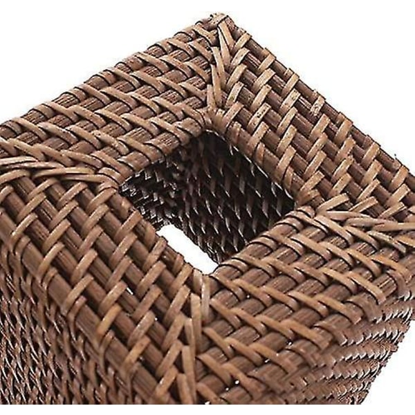 Rattan Vævsboks Cover Firkantet Servietholder Til Hjemmekontor Bil (honningbrun)