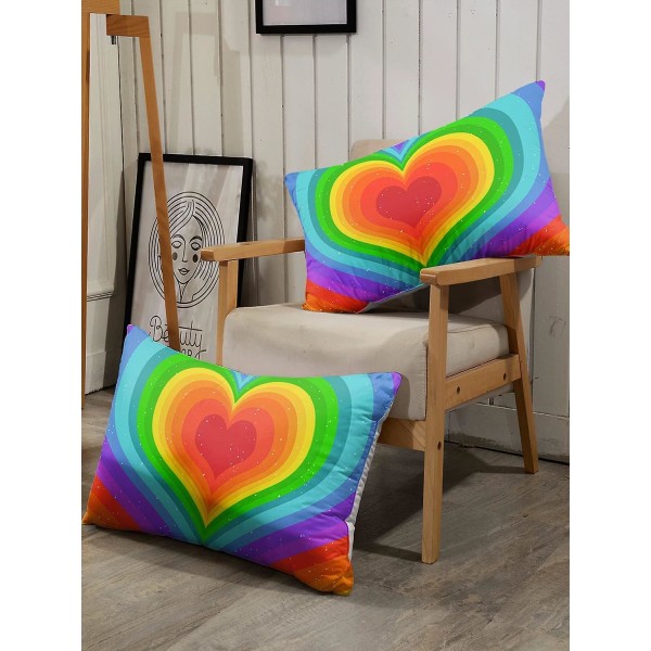 Rainbow Cover Set för tonåringar Färgglada Love Sängkläder Set Love Heart Täcken Cover B 180x210cm