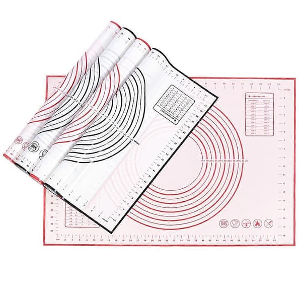 Slippbelegg Silikon Bakeunderlag Deigmatte med Mål - 60 x 40cm (Rød)