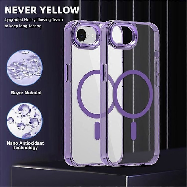 Kompatibelt deksel for iPhone 16e TPU+PC Transparent Magnetisk Telefondeksel Purple