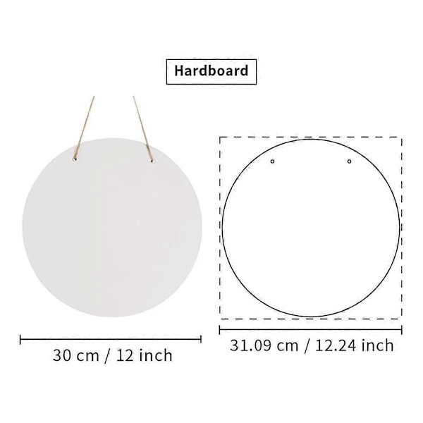 6 kpl 30 cm pyöreitä sublimaatio-oviaukkojen aihioita, valkoista kovaa MDF-levyä, seinäkoristeita lämpöprässille