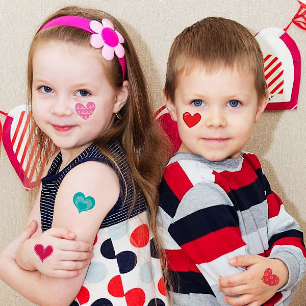 Mønster Børn Farverige Kærlighed Fersken Tattoo Sticker Valentinsdag Mors Dag Ansigt Hjerteformet Tattoo Sticker