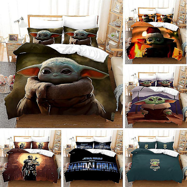 Mandallo 18# Sarjakuva Digitaalipainettu Mandalorian Peittopussilakana Kolmiosainen Set Yoda Vauva 180cm