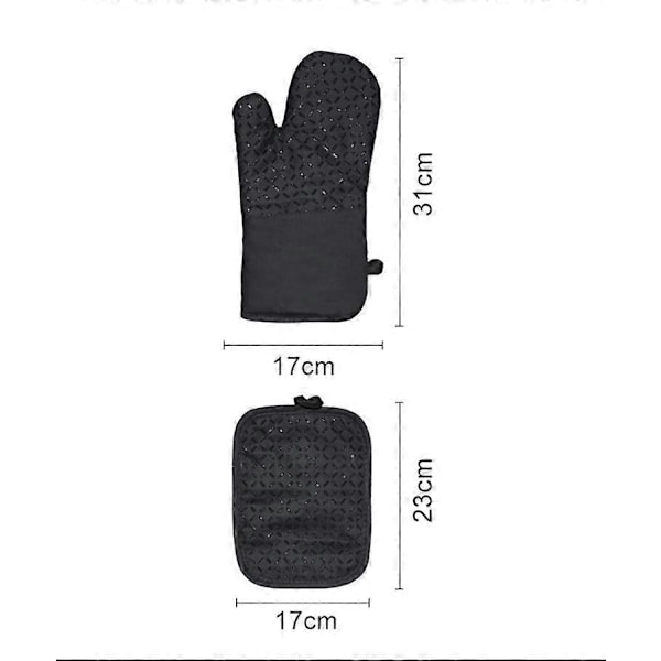 Ovnvotter Sett med 4 Grytekluter, Silikon og Bomull Ovnvotter og Grytekluter, 31*17cm