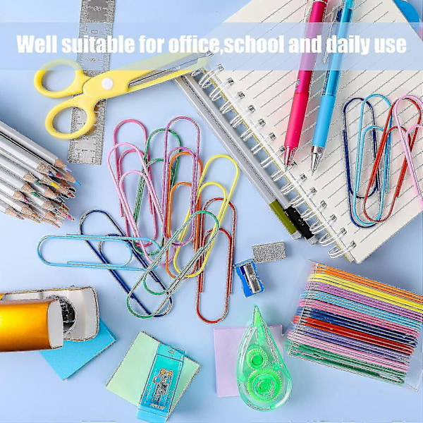Jumbo Gem Paper Clips, 40 st 10 cm Stora Gem - Vinylbelagda Flerfärgade Extra Stora Mega Gem För Kontor Skola Dokumentorganisering