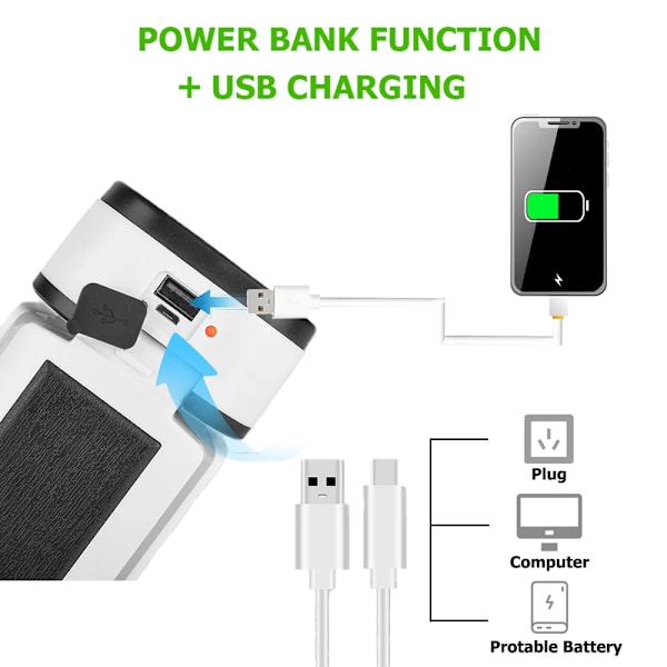 Solar Nødtransportabel Lampe Foldbar Campinglanterne Solar or USB Charge