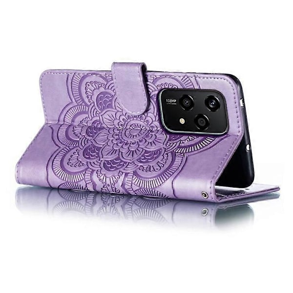 Kompatibel til Honor 200 Lite Etui PU Læder Mandala Præget Design Wallet Telefon Cover Purple