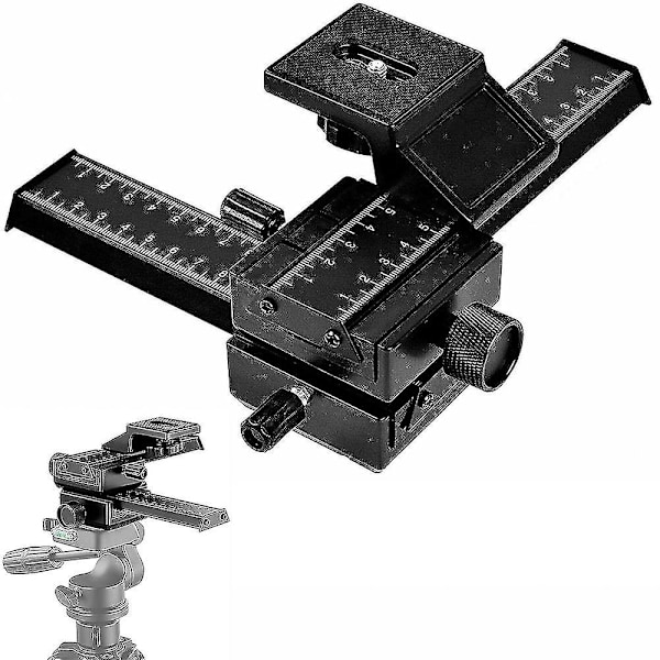 4-vägs Makrofokuseringsskena 3D Justeringssläde Makroskjutreglage För Närbildsfotografering Digitalkameror Med 1/4 Tums Skruvhål