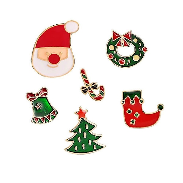 2025 Nytt 6-pack Xmas Emalj Slagstift Set Jul Emalj Broscher Kawaii Julhatt Träd Strumpa