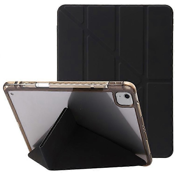 Yhteensopiva iPad Air 11 (2024) Kotelo PU Nahka Origami Jalusta Läpinäkyvä Tablettisuojus Black