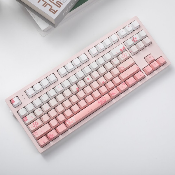 134 tangenter rosa keycaps sidotryckta körsbärsblom bakgrundsbelyst ljusgenomsläpplig mekaniskt tangentbord 134 keys side print