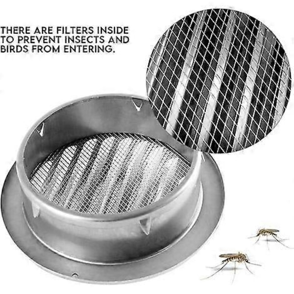 Luftventil i rostfritt stål, sfärisk förtjockad ventilationsgaller väggmonterad spiskåpa avgasrör badrum köksventiler (200 mm)